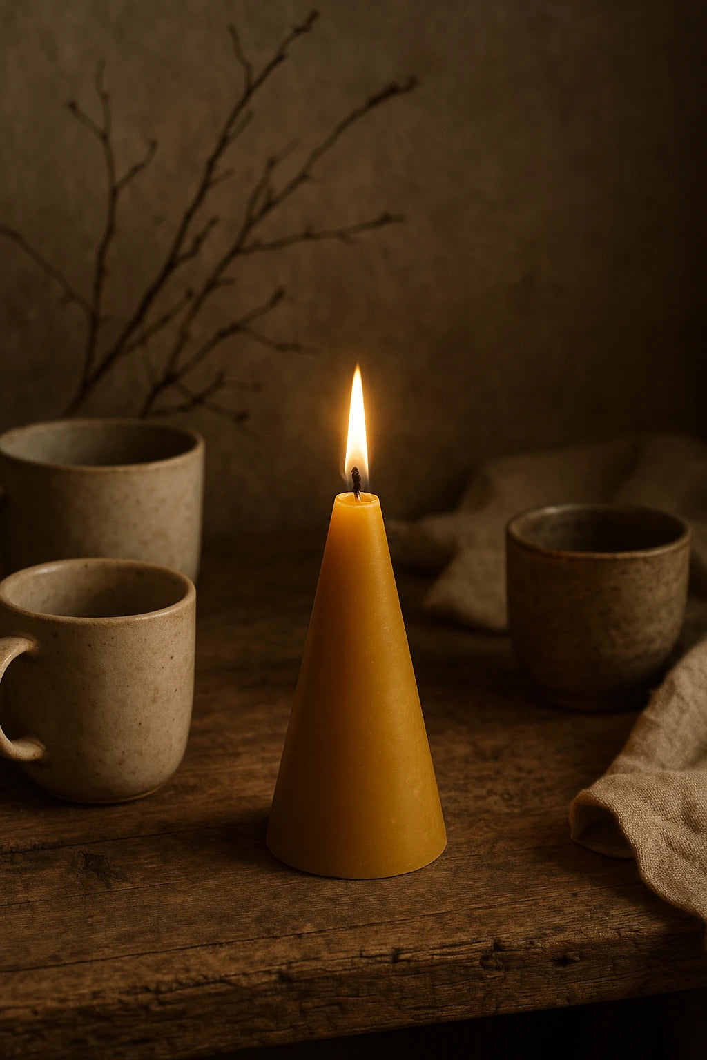 Persillo bivokslys Koglen – gylden farve, naturlig bivoks og bomuldsvæge, 25 timers brændetid