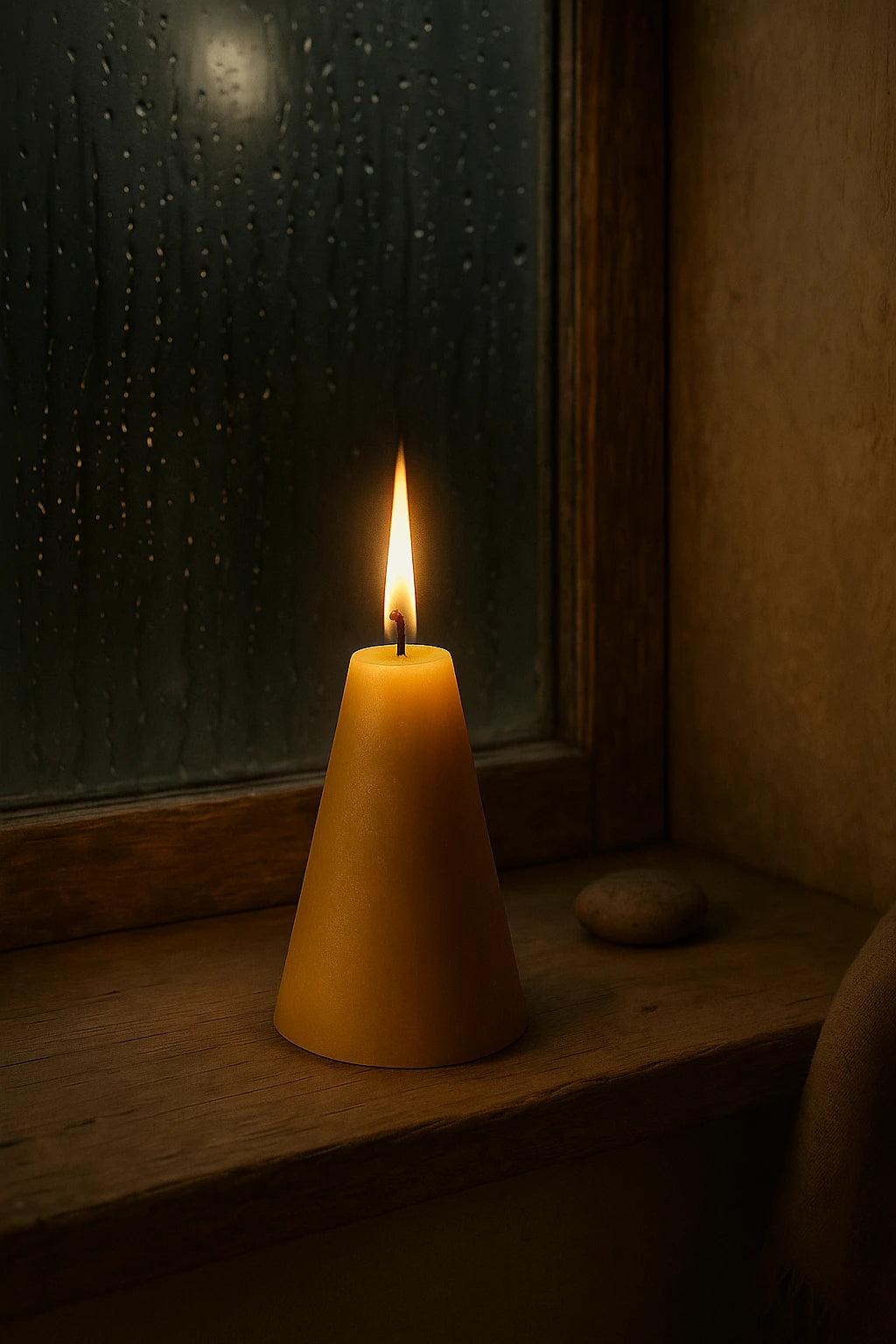 Persillo Koglen bivokslys i gylden 100% bivoks – brændende lys med rolig flamme og lang brændetid