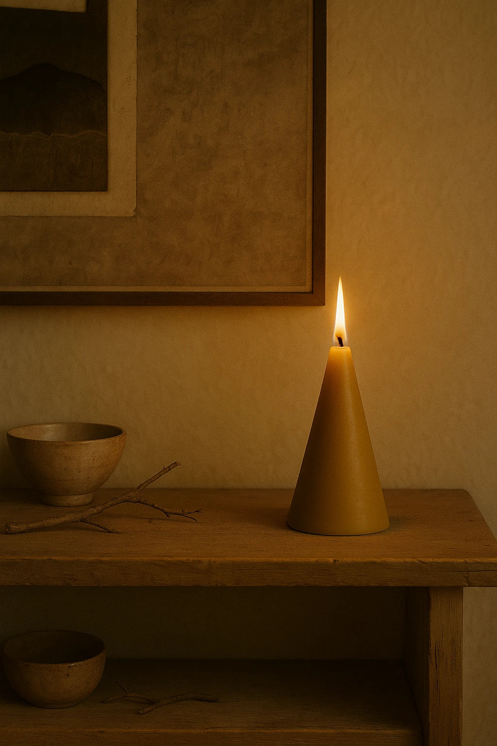 Håndlavet Koglen bivokslys i gylden bivoks fra Persillo – naturligt bivokslys med varm glød og 25 timers brændetid